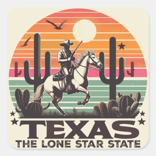 Retro Texas Quadratischer Aufkleber (Vorderseite)