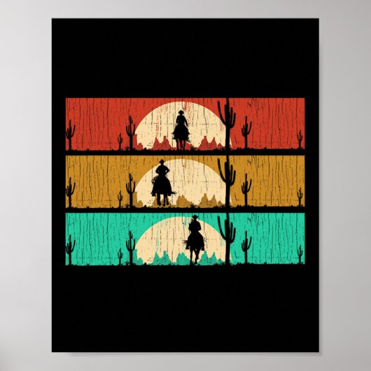 Retro Texas Rodeo Western Horseback Riding Line Da Poster (Vorne)
