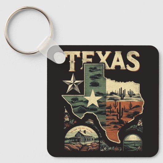 Retro Texas Schlüsselanhänger (Vorderseite)