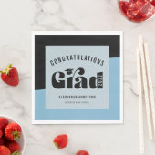 Retro Text Light Blue und Black Abschluss Serviette (Beispiel)