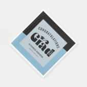 Retro Text Light Blue und Black Abschluss Serviette (Ecke)