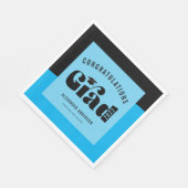 Retro Text Light Bright Blue und Black Abschluss Serviette (Ecke)