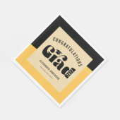 Retro Text Light Gold und Black Abschluss Serviette (Ecke)