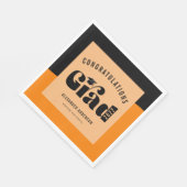Retro Text Light Orange und Black Abschluss Serviette (Ecke)