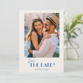 Retro Text und Foto Hochzeit speichern Sie das Dat Save The Date (Stehend Vorderseite)