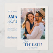 Retro Text und Foto Hochzeit speichern Sie das Dat Save The Date (Vorne/Hinten)