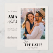 Retro Text und Foto Hochzeit speichern Sie das Dat Save The Date (Vorne/Hinten)