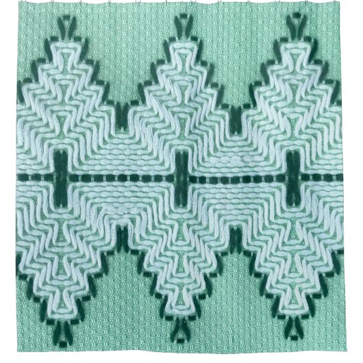 Retro textiles Garnhuschen, grafischer Puls. Duschvorhang (Vorderseite)