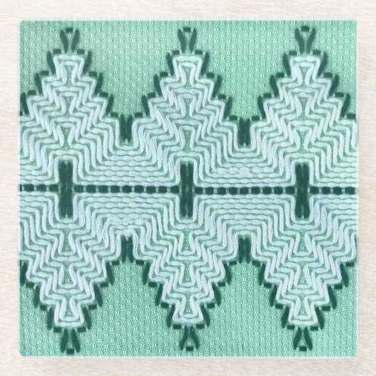 Retro textiles Garnhuschen, grafischer Puls. Glasuntersetzer (Vorderseite)