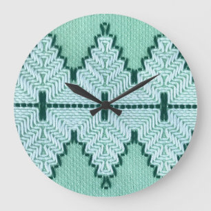 Retro textiles Garnhuschen, grafischer Puls. Große Wanduhr