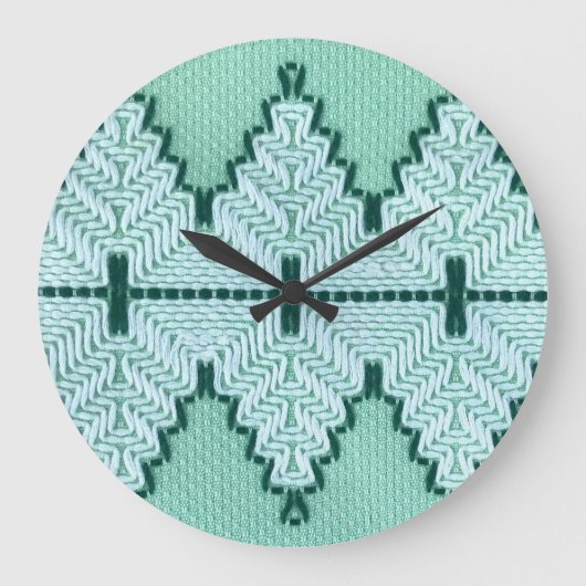 Retro textiles Garnhuschen, grafischer Puls. Große Wanduhr (Vorderseite)