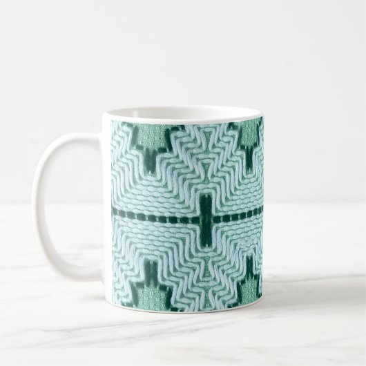Retro textiles Garnhuschen, grafischer Puls. Kaffeetasse (Links)