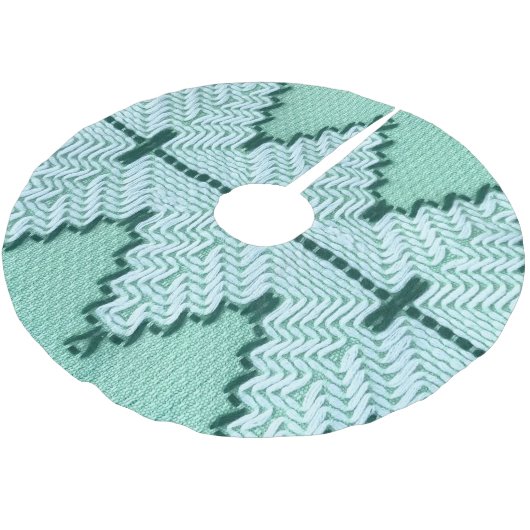 Retro textiles Garnhuschen, grafischer Puls. Polyester Weihnachtsbaumdecke (Schrägansicht)