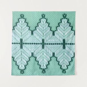 Retro textiles Garnhuschen, grafischer Puls. Wandteppich