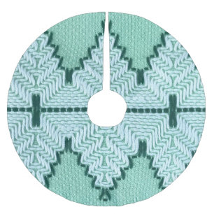 Retro-Textilgarneinbettung, grafischer Puls. Polyester Weihnachtsbaumdecke