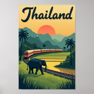 Retro-Thailand-Plakat – Zugreise Poster