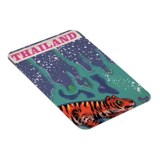 Retro Thailand tiger Reiseplakat Magnet (Rechte Seite)