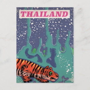 Retro Thailand tiger Reiseplakat Postkarte