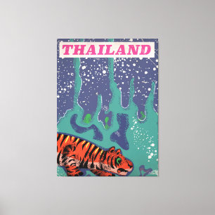 Retro-Thailand-Tiger-Reiseposter Leinwanddruck
