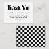 Retro Thank You Graduation Black Checkerboard Begleitkarte (Vorne/Hinten)