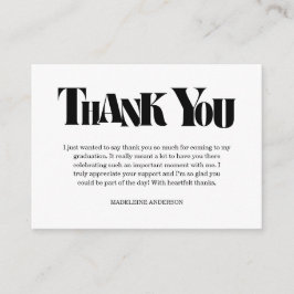 Retro Thank You Graduation Black Checkerboard Begleitkarte
