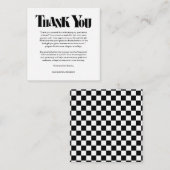 Retro Thank You Graduation Black Checkerboard Begleitkarte (Vorne/Hinten)