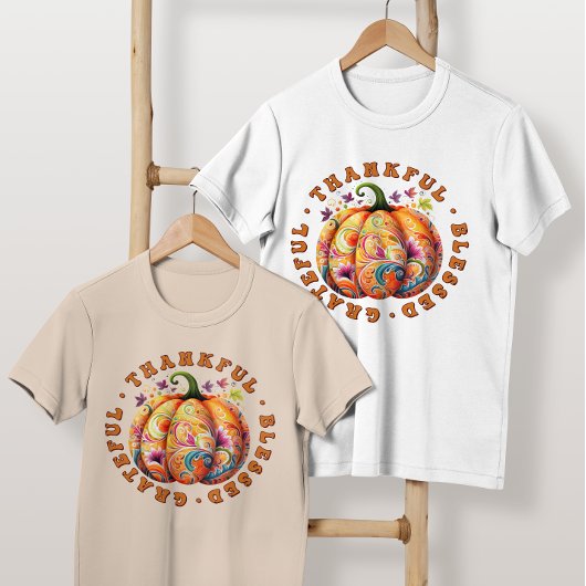 Retro "Thankful Fall Erntedank Family" T-Shirt
