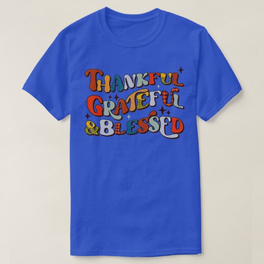 Retro Thankful Grateful Blessed Fall Colors Thanks T-Shirt (Design vorne)