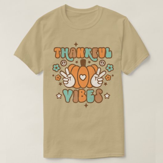 Retro Thankful Vibes Pumpkin Season Womens Fall Th T-Shirt (Design vorne)
