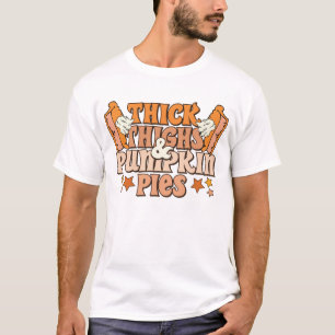 Retro Thanksgiving Dicke Oberschenkel und Kürbisku T-Shirt
