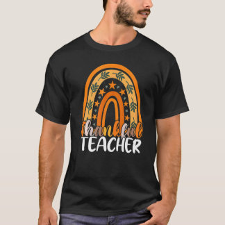 Retro Thanksgiving Teacher Thankful Teacher Rainbo T-Shirt