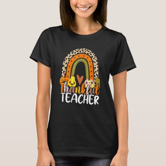 Retro Thanksgiving Teacher Thankful Teacher Rainbo T-Shirt (Vorderseite)