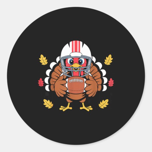 Retro Thanksgiving Turkey Football Toddler Boys Ki Runder Aufkleber (Vorderseite)