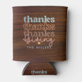 Retro ThanksGiving Typography Mahogany Wood Dosenkühler (Vorderseite)