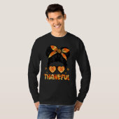 Retro Thanksgiving Women Autumn Fall Leaves Thankf T-Shirt (Vorne ganz)
