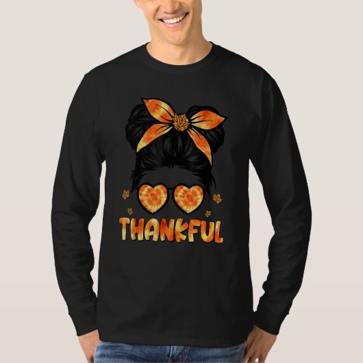 Retro Thanksgiving Women Autumn Fall Leaves Thankf T-Shirt (Vorderseite)