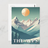 Retro The Alps Geometric European Ski Mountain Postkarte (Vorne/Hinten)