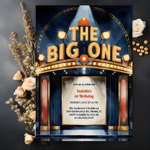 Retro The Big One Hollywood Theater 1. Geburtstag Einladung