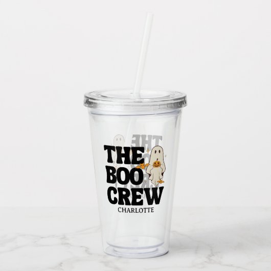 Retro The Boo Crew Spooky Halloween Acryltrinkbecher (Rückseite)