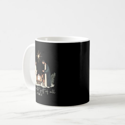 Retro The Greatest Gift Of All Jesus Nativity Chri Kaffeetasse (Vorderseite Links)