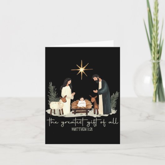 Retro The Greatest Gift Of All Jesus Nativity Chri Karte (Vorderseite)