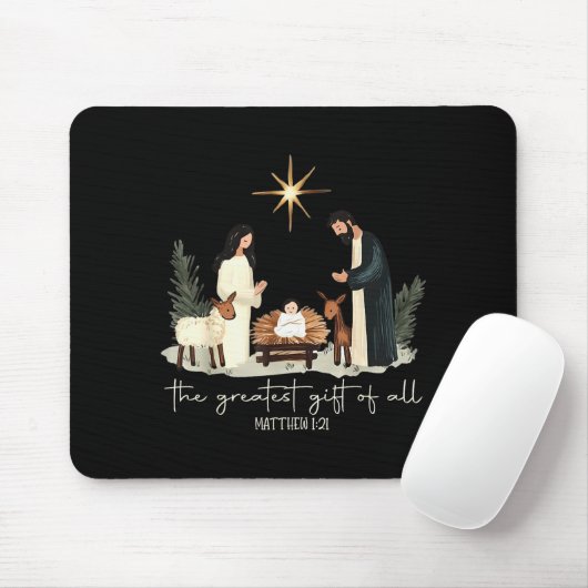 Retro The Greatest Gift Of All Jesus Nativity Chri Mousepad (Mit Mouse)