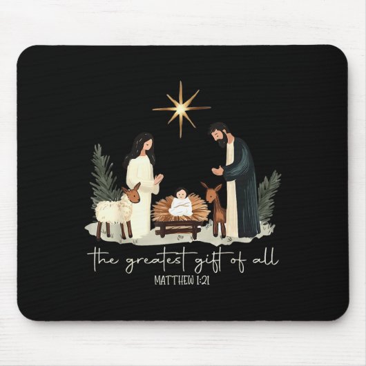 Retro The Greatest Gift Of All Jesus Nativity Chri Mousepad (Vorne)