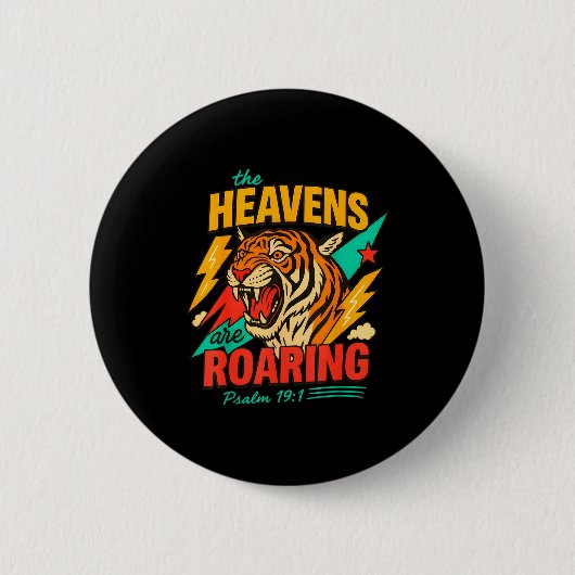 Retro The Heavens Are Roaring Believer Bible Verse Button (Vorderseite)