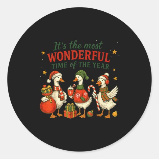 Retro The Most Wonderful Time Of The Year Christma Runder Aufkleber (Vorderseite)