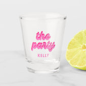 Retro 'The Party' Bachelorette-Favoriten Schnapsglas (Vorderseite)
