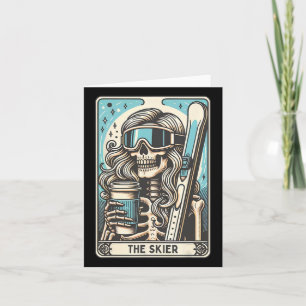 Retro the Skier Tarot Card Funny Skeletter Skier S Karte