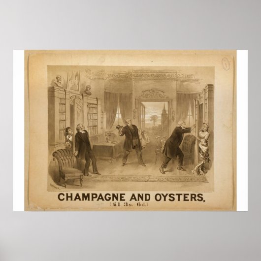 Retro-Theater Champagner und Oysters Poster (Vorne)