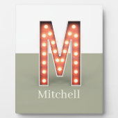 Retro Theater Marquee Letter M Personalisiert Fotoplatte (Vorderseite)