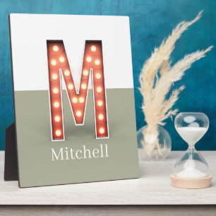 Retro Theater Marquee Letter M Personalisiert Fotoplatte